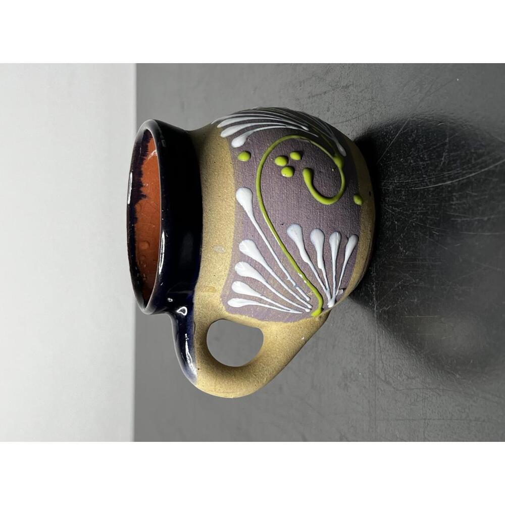 Cozumel Clay Pottery Souvenir Pot Ceramic Made in Mexico Purple and White Glaze